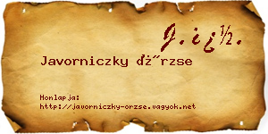 Javorniczky Örzse névjegykártya